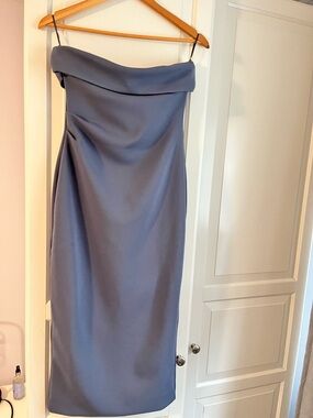 Aritzia Figureknit Eyecatcher Midi Dress in Dusty Blue/Grey - Size Small